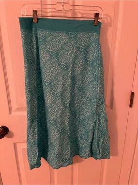fresh produce aqua patterned A-line skirt